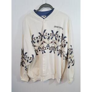 Art Unlimited Sportswear Vintage Grand Canyon Cardigan Sweatshirt Large Cream
